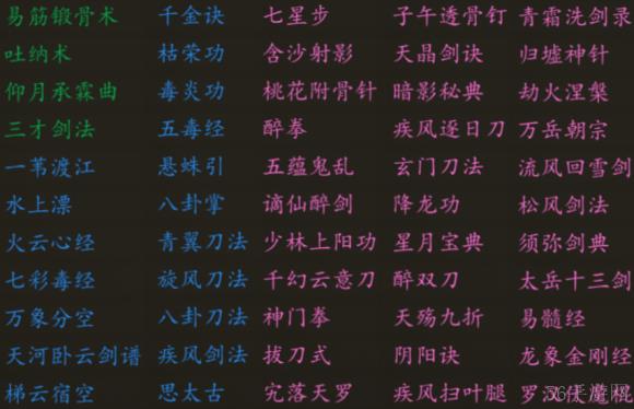 《下一站江湖》武学秘籍大全