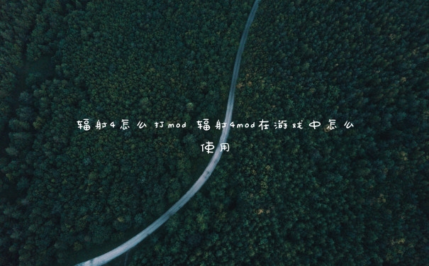 辐射4怎么打mod 辐射4mod在游戏中怎么使用 辐射4怎么打mod 辐射4mod在游戏中怎么使用