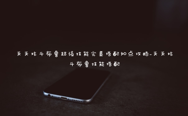 天天炫斗布鲁超强技能完美搭配加点攻略_天天炫斗布鲁技能搭配