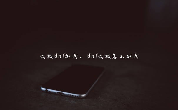 武极dnf加点，dnf武极怎么加点