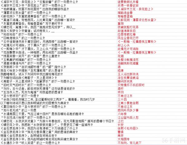 墨魂手游李清照联诗题库攻略 墨魂李清照联诗答案大全