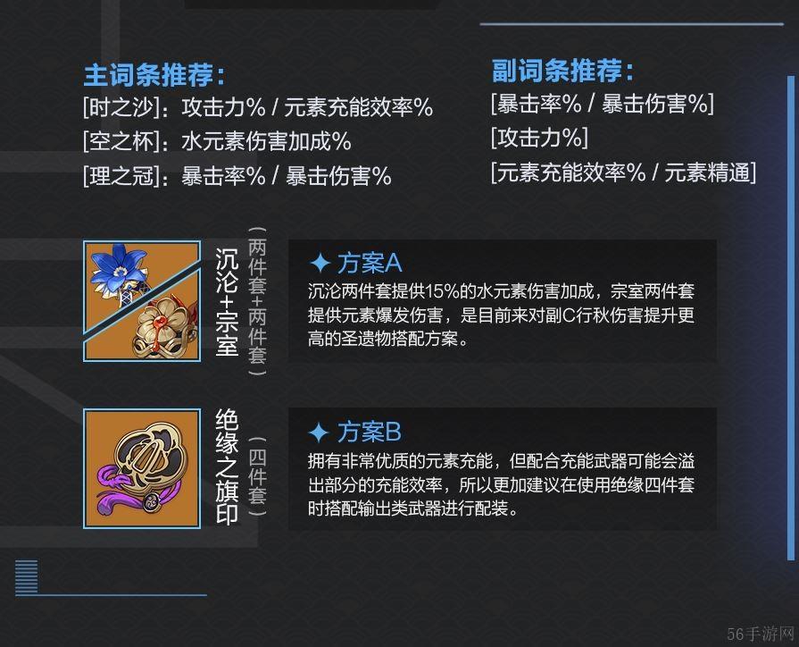原神行秋圣遗物词条怎么搭配