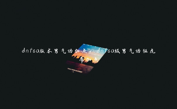 dnf60版本男气功加点，dnf60级男气功狂虎帝加点