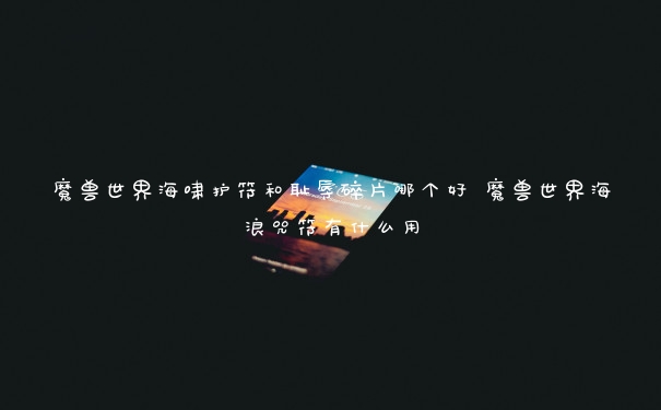 魔兽世界海啸护符和耻辱碎片哪个好 魔兽世界海浪咒符有什么用