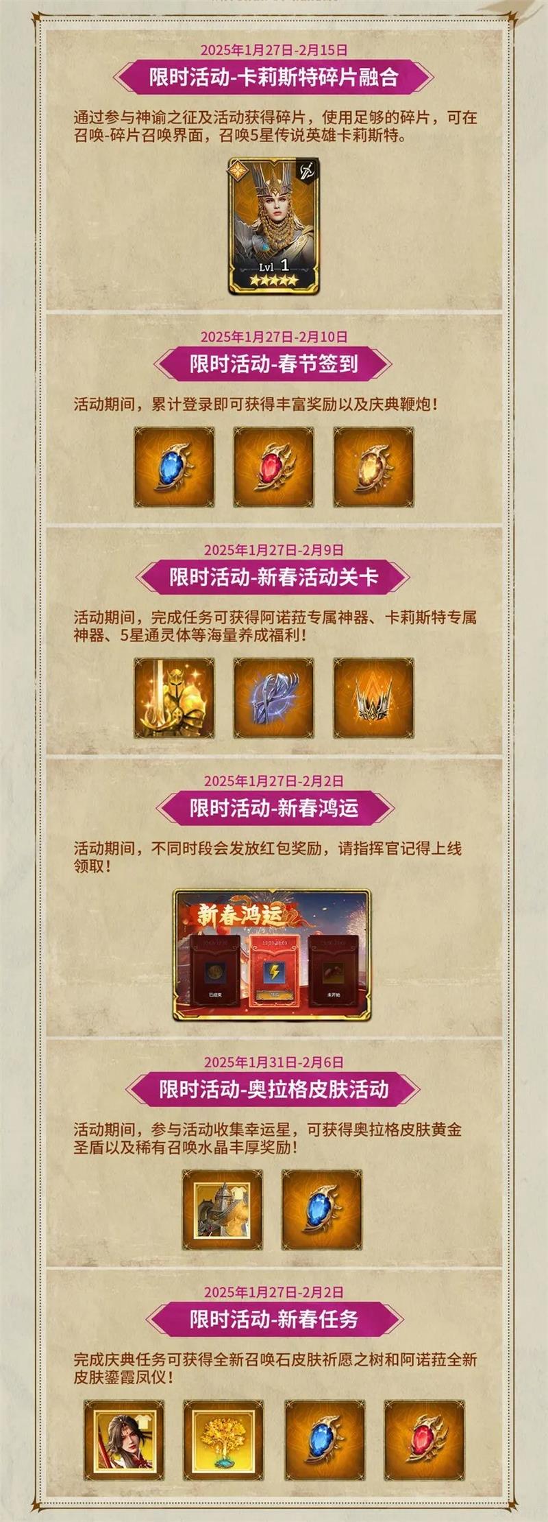 潮汐守望者新春版本活动时间表一览